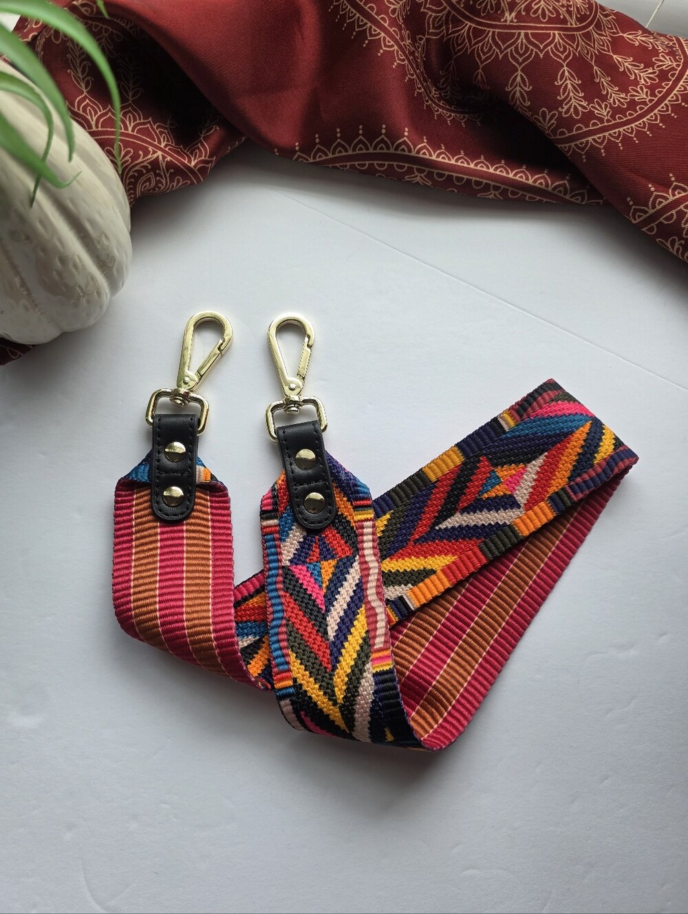 Woven Purse Strap Replacement Colorful Pink Orange Teal 2 Inch Wide